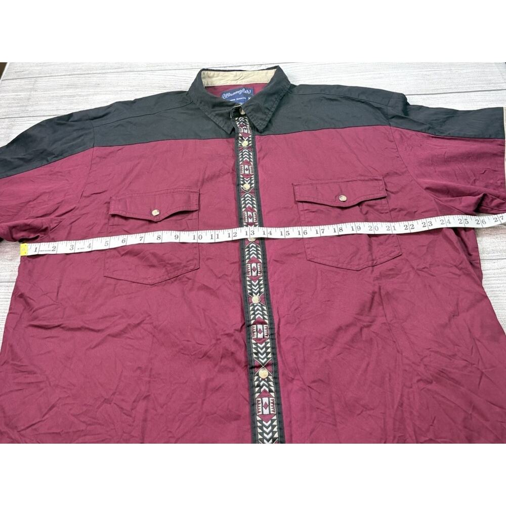 Wrangler Vintage Mens Western Shirt Pearl Snap Long Sleeve Aztec Size XL - Picture 3 of 7
